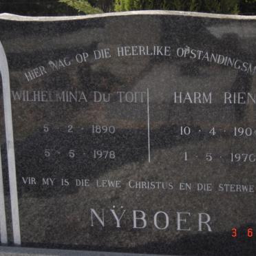 NÿBOER Harm Rient 1904-1970 &amp; Wilhelmina DU TOIT 1890-1978