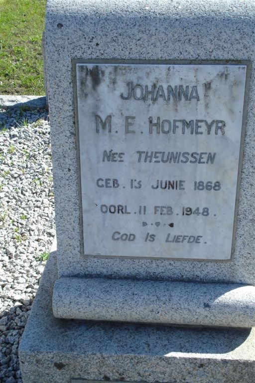 HOFMEYR Johanna M.E. geb. THEUNISSEN 1868-1948