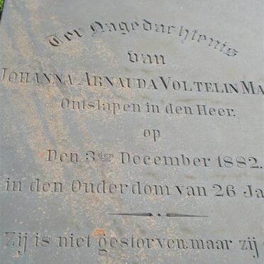 MALAN Johanna Arnauda Voltelin  -1882