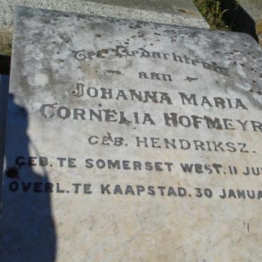 HOFMEYR Johanna Maria Cornelia geb HENDRIKSZ 1851-1926