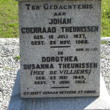 THEUNISSEN Johan Coenraad 1837-1908 &amp; Dorothea Susanna DE VILLIERS 1849-1914