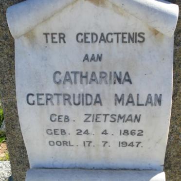 MALAN Catharina Getruida geb. ZIETSMAN 1862-1947