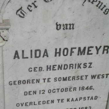 HOFMEYR Alida geb. HENDRIKSZ 1846-1883