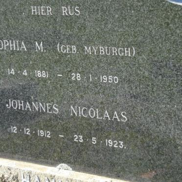 ? Sophia M. geb. MYBURGH 1881-1950 :: ? Johannes Nicolaas 1912-1923