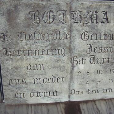 BOTHMA Gertrude Jessie nee THURNBULL 1905-1985