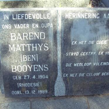 BOOYENS Barend Matthys 1904-1989