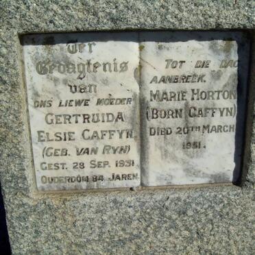 CAFFYN Gertruida Elsie nee VAN RYN -1931 :: HORTON Marie nee CAFFYN -1951