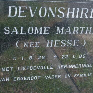 DEVONSHIRE Salome Martha nee HESSE 1928-1986