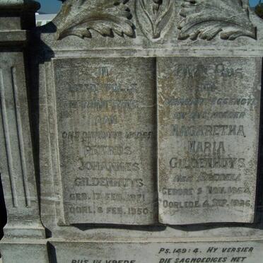 GILDENHUYS Petrus Johannes 1871-1954 &amp; Magaretha Maria BREDELL 1864-1936