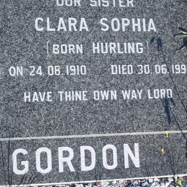 GORDON Clara Sophia nee HURLING 1910-1993