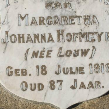 HOFMEYR Margaretha Johanna nee LOUW 1818-