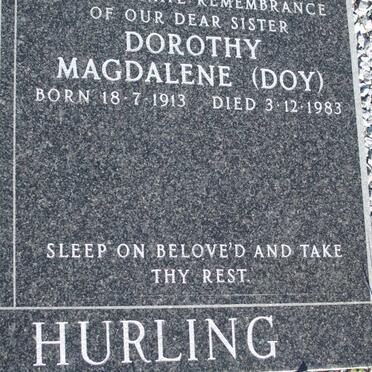 HURLING Dorothy Magdalene 1913-1983