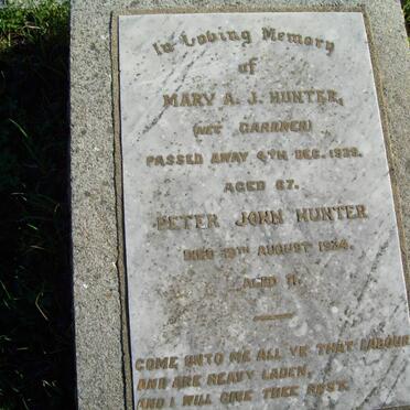 HUNTER Peter James -1934 &amp; Mary A.J. GARDNER -1929