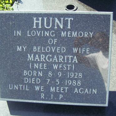 HUNT Margarita nee WEST 1928-1988