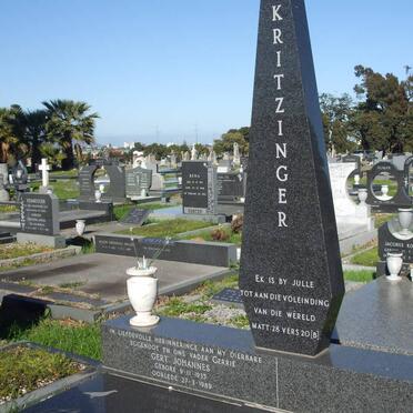 KRITZINGER Gert Johannes 1935-1989