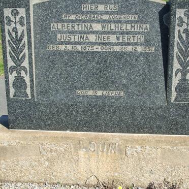 LOUW Albertina Wilhelmina Justina nee WERTH 1875-1951