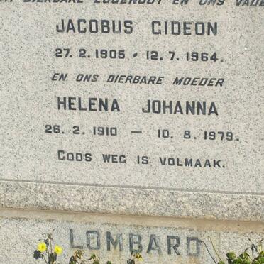 LOMBARD Jacobus Gideon 1905-1964 &amp; Helena Johanna 1910-1979