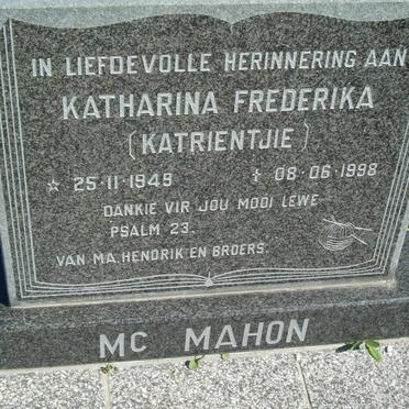 McMAHON Katharina Frederika 1949-1998