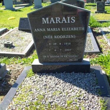MARAIS Anna Maria Elizabeth nee KOORZEN 1918-1997