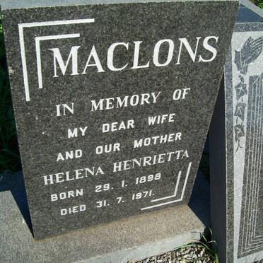 MACLONS Helena Henrietta 1898-1971