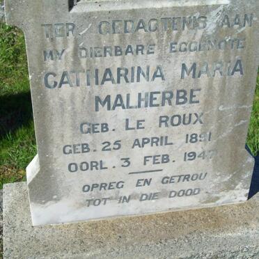 MALHERBE Catharina Maria nee LE ROUX 1891-1947