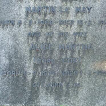 MAY Martin, le 1868-1953 &amp; Alice Martha COX 1876-1956