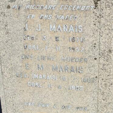 MARAIS J.J. 1870-1952 &amp; E.M. 1887-1962