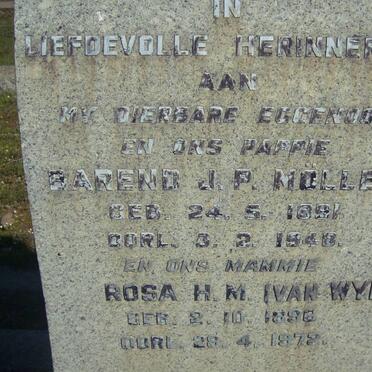 MöLLER Barend J.P. 1891-1948 &amp; Rosa H.M. VAN WYK 1898-1972