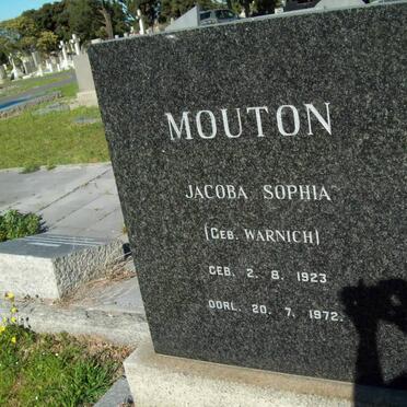 MOUTON Jacoba Sophia nee WARNICH 1923-1972