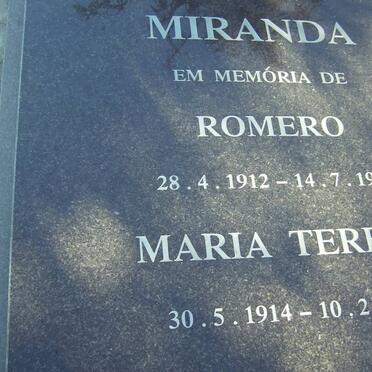 MIRANDA Romero 1912-1994 &amp; Maria Tereza 1914-2005