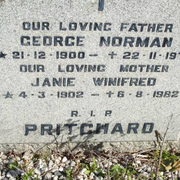 PRITCHARD George Norman 1900-1979 &amp; Janie Winifred 1902-1982