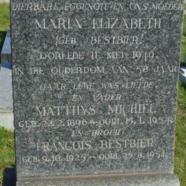 PREEZ Matthys Michiel 1896-1954 &amp; Maria Elizabeth BESTBIER -1949 :: BESTBIER Francois 1925-1951