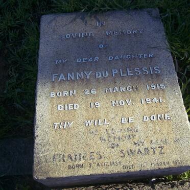 SWARTZ Frances ??-?? ::  DU PLESSIS Fanny 1915-1941