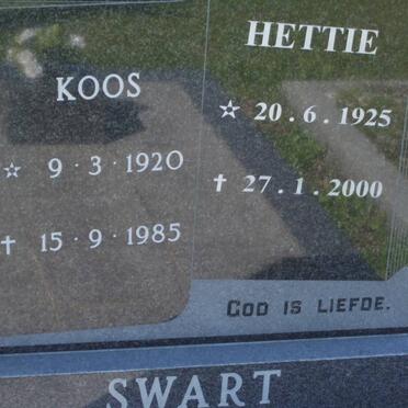 SWART Koos 1920-1985 &amp; Hettie 1925-2000