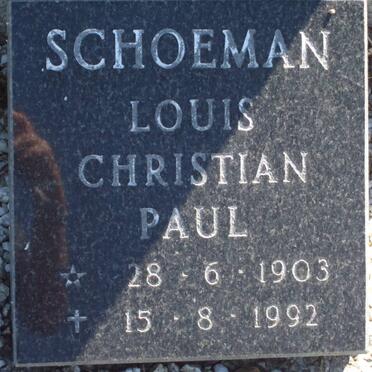 SCHOEMAN Louis Christian Paul 1903-1992 &amp; Helena Catharina Gesina KOCK 1902-1955