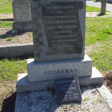SCHOEMAN Louis Christian Paul 1903-1992 &amp; Helena Catharina Gesina KOCK 1902-1955
