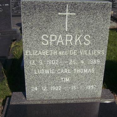 SPARKS Tim 1902-1992 &amp; Elizabeth DE VILLIERS 1902-1989