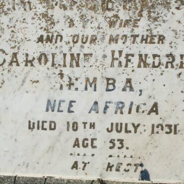 TEMBA Caroline Hendrika nee AFRICA -1931
