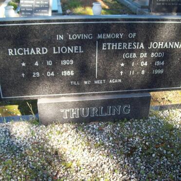 THURLING Richard Lionel 1909-1986 &amp; Etheresia Johanna DE BOD 1914-1999
