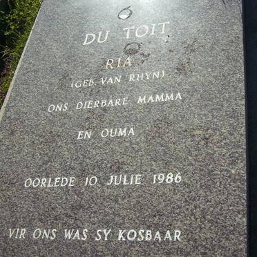 TOIT Ria, du nee VAN RHYN -1986