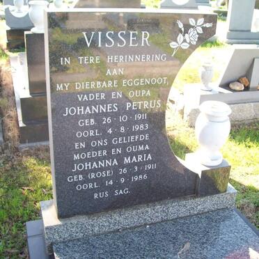 VISSER Johannes Petrus 1911-1983 &amp; Johanna Maria ROSE 1911-1986