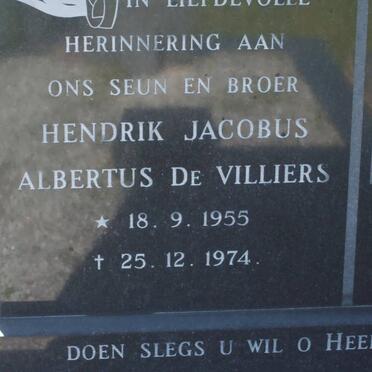 VILLIERS Hendrik Jacobus Albertus, de 1955-1974