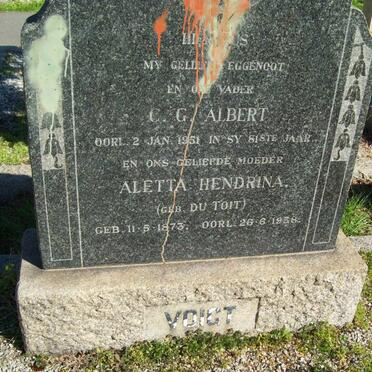 VOIGT C.G. Albert -1951 &amp; Aletta Hendrina DU TOIT 1873-1958