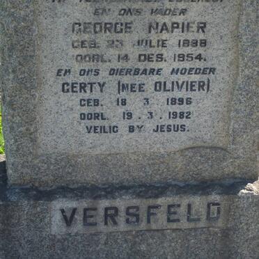 VERSFELD George Napier 1888-1954 &amp; Gerty OLIVIER 1896-1982