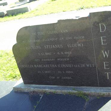WET Lourens Stefanus, de 1882-1965 &amp; Cornelia Margaretha DE WET 1897-1980