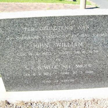 WEGE John William 1867-1957 :: WEGE S.C.B. nee SMUTS 1877-1966