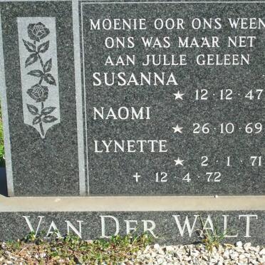 WALT Susanna, van der 1947-1972 :: VAN DER WALT Naomi 1969-1972 :: VAN DER WALT Lynette 1971-1972