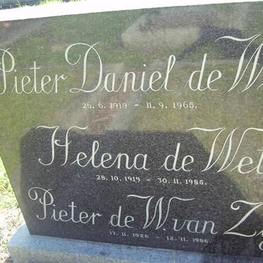 WET Pieter Daniel, de 1919-1965 &amp; Helena 1919-1985 :: VAN ZYL Pieter de W. 1926-1986