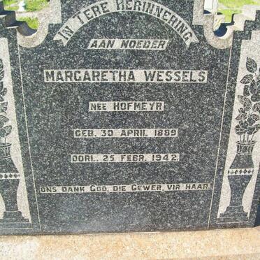 WESSELS Margaretha nee HOFMEYR 1889-1942