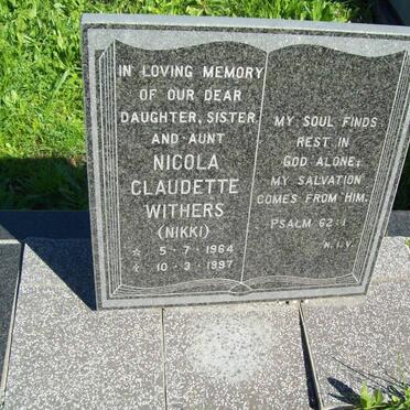 WITHERS Nicola Claudette 1964-1997